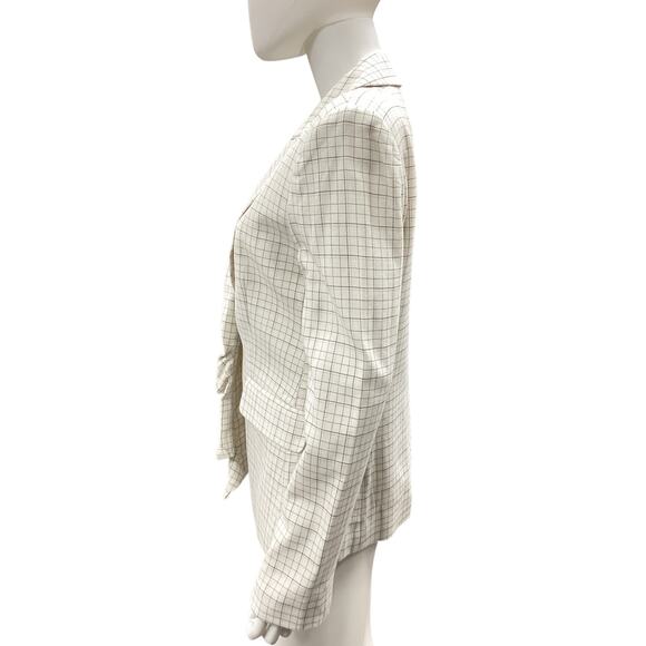 NWT Joie Blazer Women’s Size M Cotton One Button Closure Windowpane Pattern - Picture 3 of 6